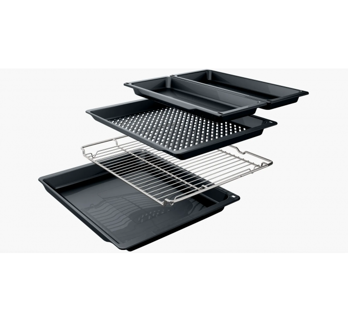 Духовой шкаф Bosch электрический, 76л, A, дисплей, конвекция, телескопические направляющие (2 уровня), soft closing, нержавеющая сталь