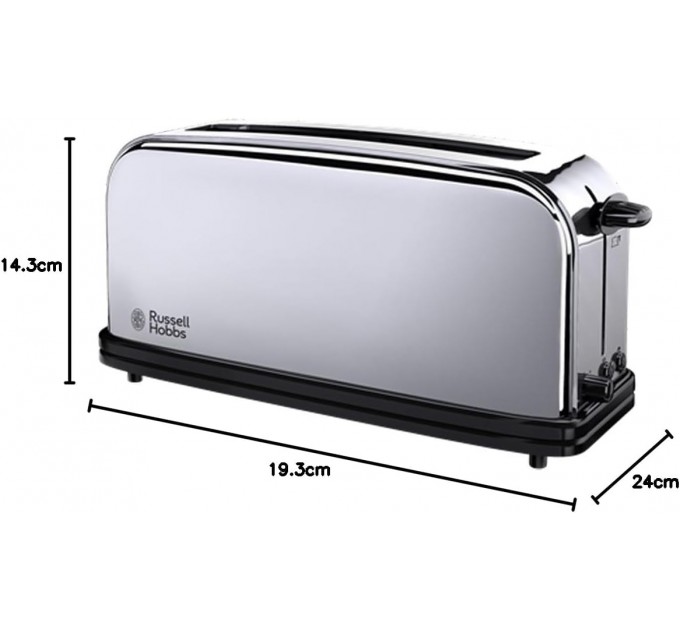Тостер Russell Hobbs Chester 1000Вт, довгі слоти, метал, сріблястий