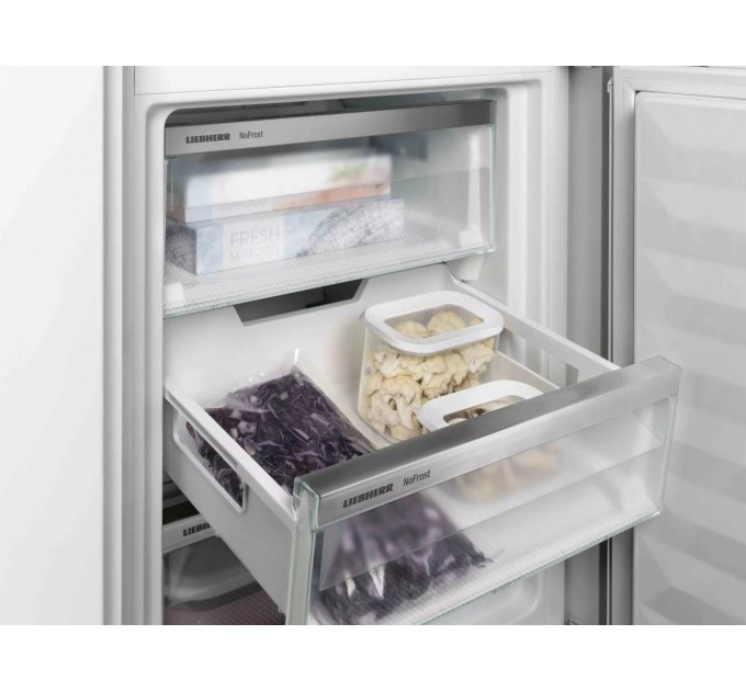 Холодильник Liebherr з нижн. мороз., 201.5x59.7х67.5, холод.відд.-266л, мороз.відд.-94л, 2дв., А+++, NF, диспл внутр., чорний