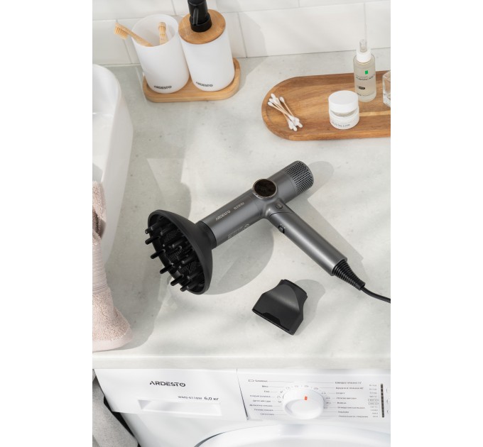Фен ARDESTO Stein, 1600Вт, 2 швидкості, 4 темп.режима, сірий