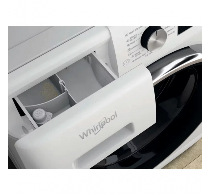 Стирально-сушильная машина Whirlpool фронтальная, 11(7)кг, 1600, A, 60см, дисплей, пар, инвертор, люк черный, белый