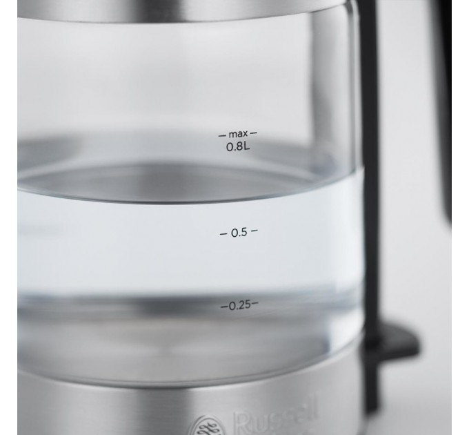 Электрочайник Russell Hobbs Compact Home 0.8л, стекло, подсветка, серебристо-черный