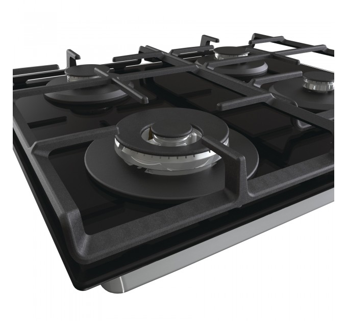 Варильна поверхня Gorenje газова на склі, 60см, чавун, чорний