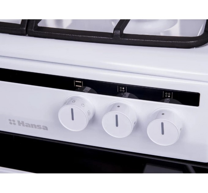 Плита Hansa комби, 62л, 50x60см, конвекция, чугун, белый