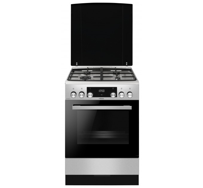 Плита Hansa комби, 77л, 60x60см, дисплей, конвекция, чугун, нерж