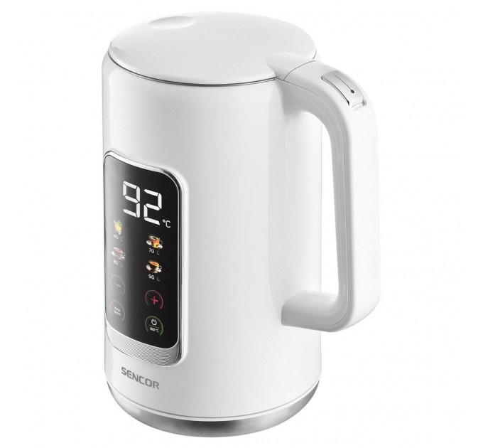 Електрочайник Sencor 1.7л, Strix, LED дисплей, подвійні стінки, сенс. керування, білий