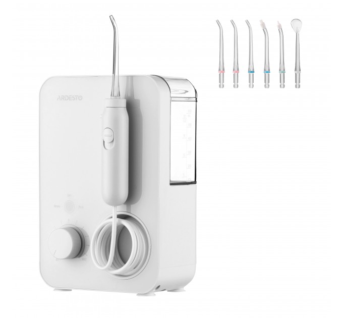 Ирригатор ARDESTO стационарный, чаша 600 мл, от сети , 7 насадок, белый