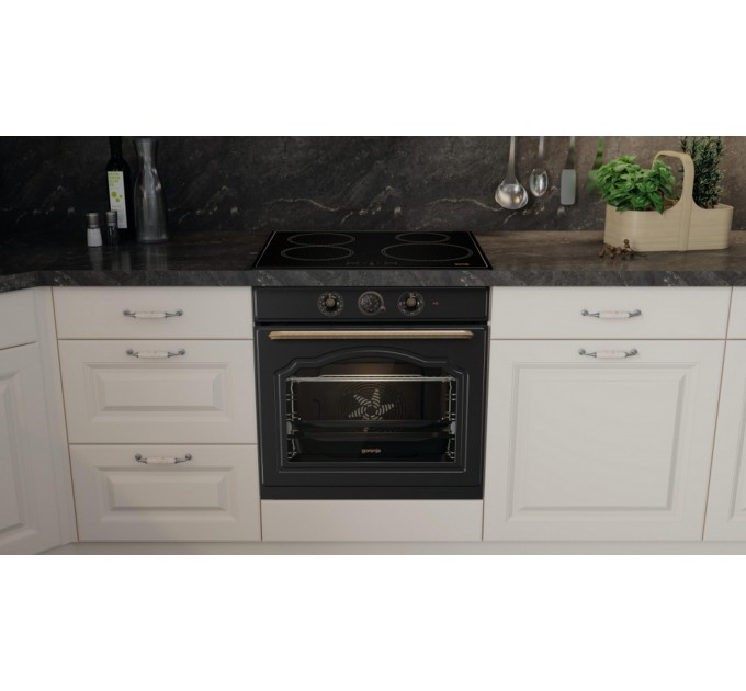 Духовой шкаф Gorenje электрический, 77л, A+, пар, дисплей, черный матовый