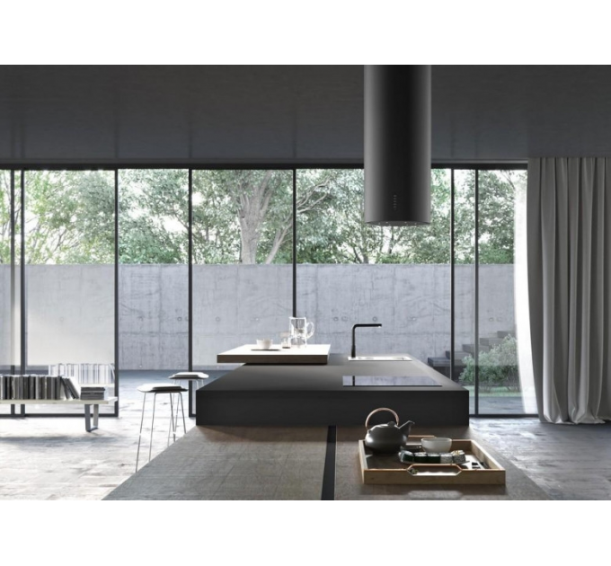 Вытяжка Faber островная, 37см, 1136м.куб/ч, Cylindra Isola Evo Plus Bk Matt A37, черный матовый