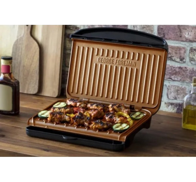 Гриль George Foreman прижимной Fit Grill Copper Medium 1630Вт, темп. режимов-1, пластик, черный