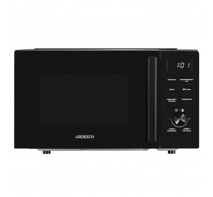 Микроволновая печь ARDESTO, 20л, электр. управл., 800Вт, гриль, дисплей, откр.ручкой, черный