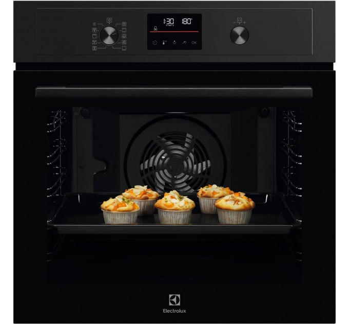 Духовой шкаф Electrolux электрический, 72л, A+, пар, дисплей, конвекция, пиролиз, телескопические направляющие, черный
