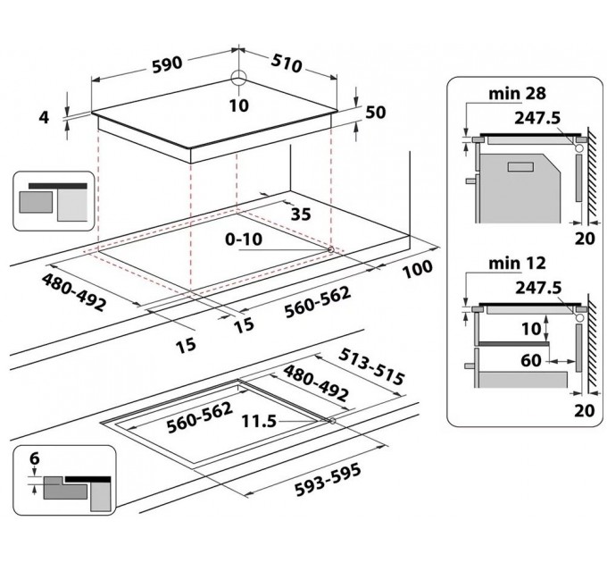 Варильна поверхня Whirlpool індукційна, 60см, розширена зона, чорний