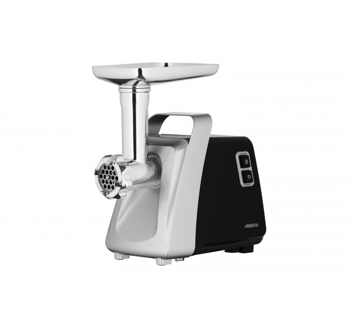 М'ясорубка ARDESTO, 2100Вт, 2кг/хв, 3 решітки, насадка для ковбас, кеббе, томатів, 3 терки, бургер-прес, пластик, чорно-срібний