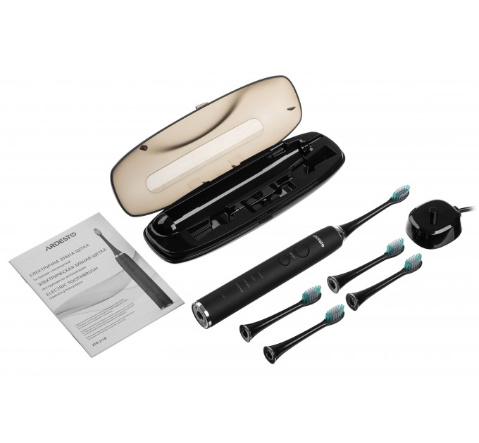 Щетка зубная электр. ARDESTO, ETB-211B, 40т. колеб/мин, насадок-5, футляр, IPX7, черный