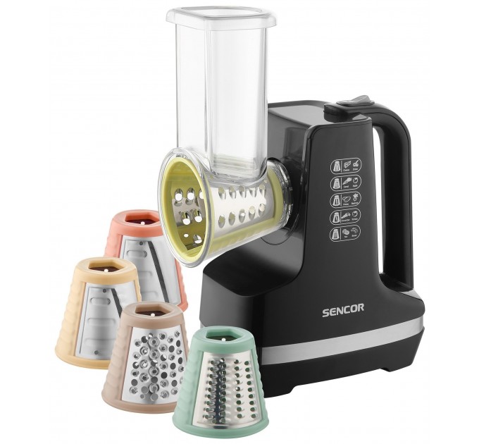 Мультирезка Sencor стационарная, 150Вт, 5 насадок, слайсер, черный