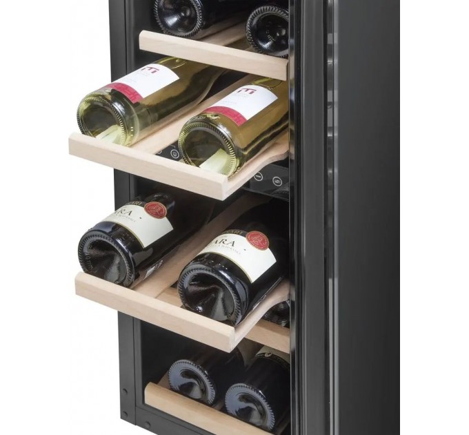 Холодильник Philco для вина, 85х29.5х57, холод.отд.-47л, зон - 2, бут-17, диспл, подсветка, черный