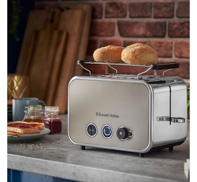 Russell Hobbs toaster Distinctions 2-Slice 1670Вт, подогрев, разморозка, пластик, серебристо-серый