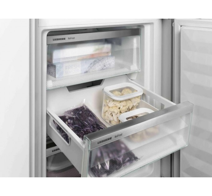 Холодильник Liebherr встраиваемый с нижн. мороз., 193.8x55.9х54.6, холод.отд.-215л, мороз.отд.-70л, 2дв., D, NF, диспл внутр., белый