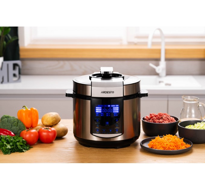Мультиварка-скороварка ARDESTO, 900Вт, чаша-5л, електронне керув., книга рецептів, метал/пластик, сірий