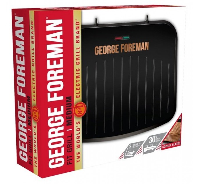 Гриль George Foreman прижимной Fit Grill Copper Medium 1630Вт, темп. режимов-1, пластик, черный