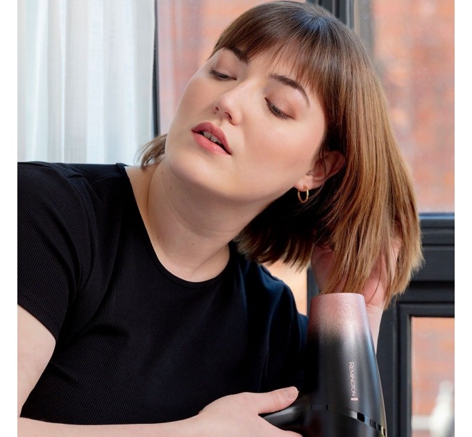 Фен Remington Rose Shimmer, 2000Вт, режимов-3, иониз-я, хол. обдув, черный