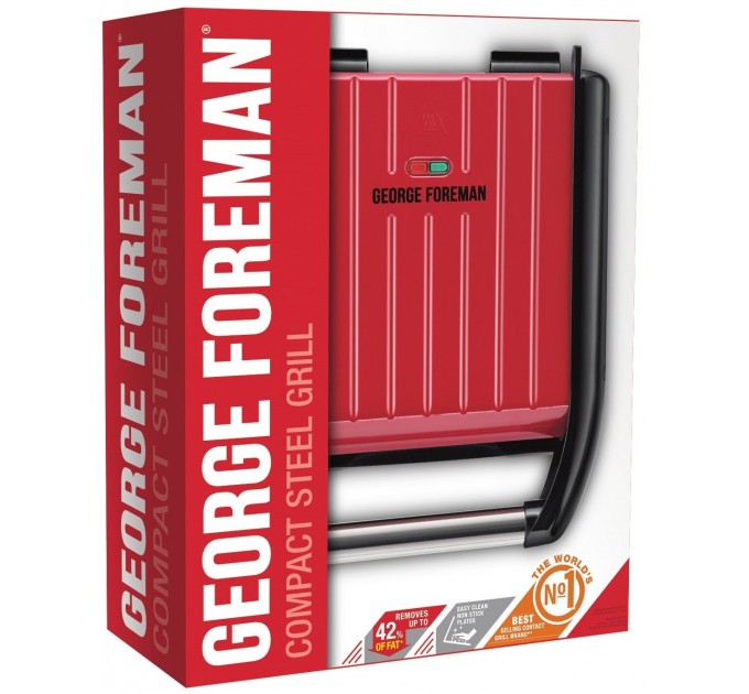 Гриль Russell Hobbs прижимной Compact Steel 1200Вт, темп. режимов-1, металл, крассно-черный