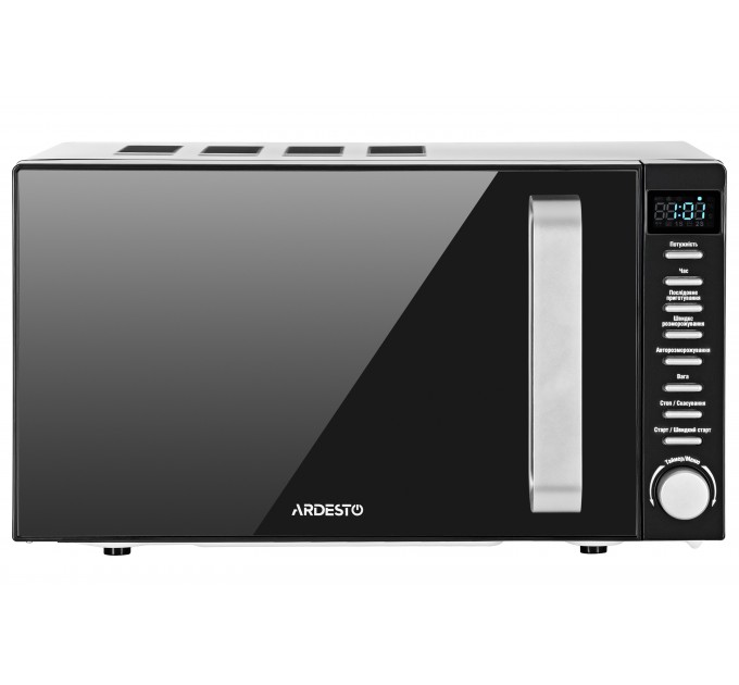 Мікрохвильова піч ARDESTO, 20л, електр.керув., 800Вт, дисплей, відкр.ручкою, чорний