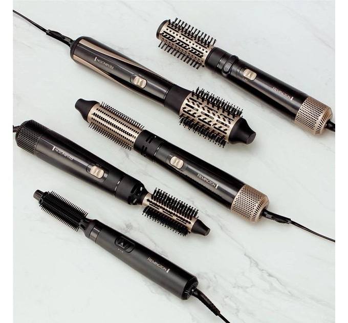 Фен-щітка Remington Blow Dry & Style Caring, 1000Вт, 2 режими, іоніз-я, хол. обдув, чохол, кераміка, чорно-золотий