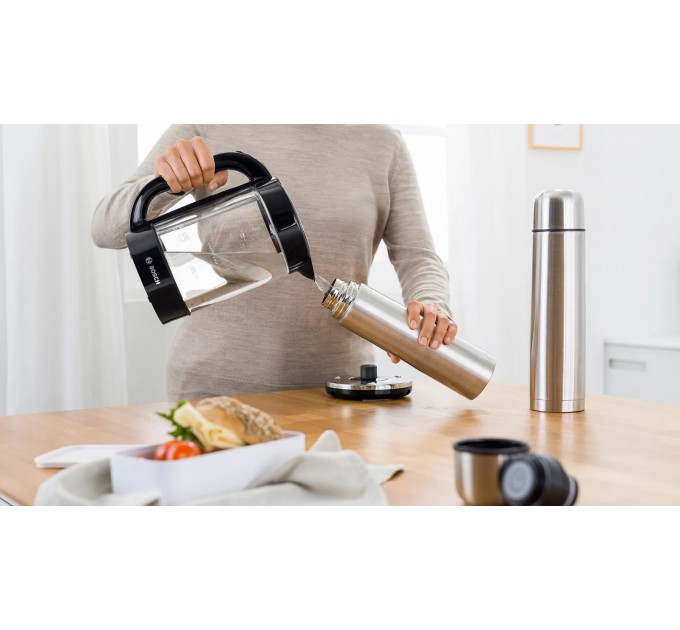 Електрочайник Bosch 1.7л, скло, чорний