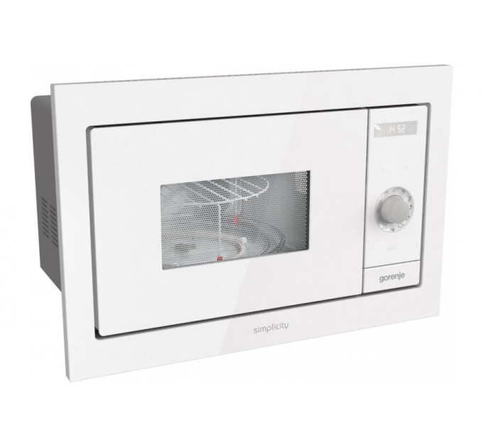 Мікрохвильова піч Gorenje вбудовувана Simplicity, 23л, міх. управл., 900Вт, гриль, дисплей, білий