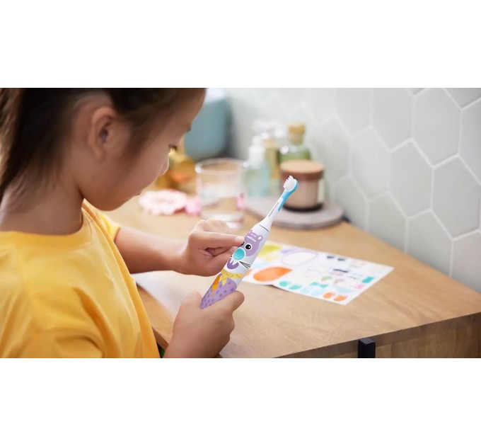 Щітка зубна електр. Philips, Philips Sonicare For Kids, для дітей, насадок-1, 2 комплекти наклейок, білий