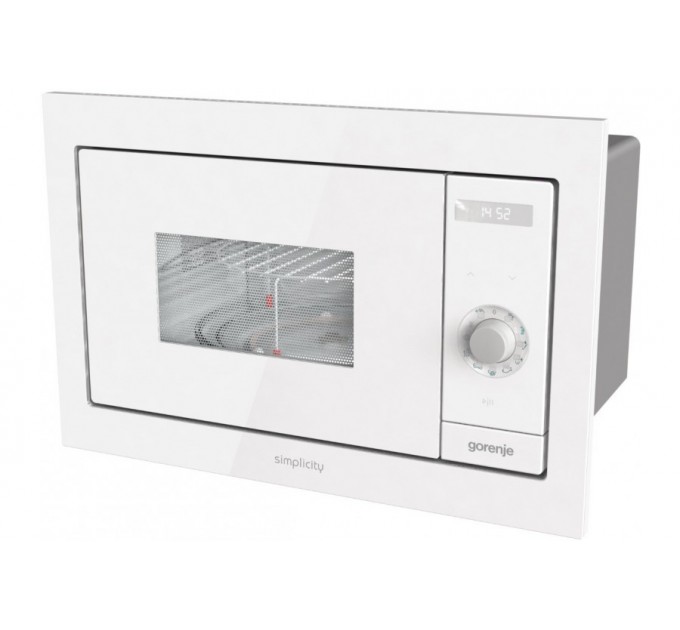 Мікрохвильова піч Gorenje вбудовувана Simplicity, 23л, міх. управл., 900Вт, гриль, дисплей, білий