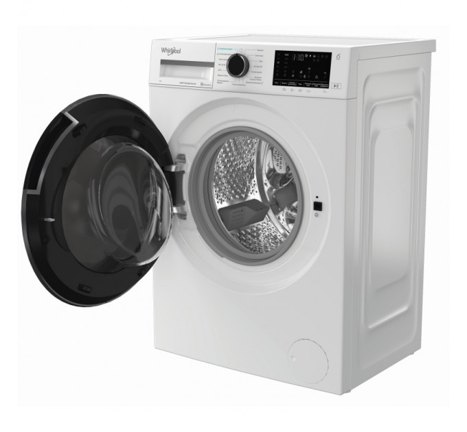 Стиральная машина Whirlpool фронтальная, 7кг, 1200, A, 49.6см, дисплей, пар, инвертор, люк черный, белый