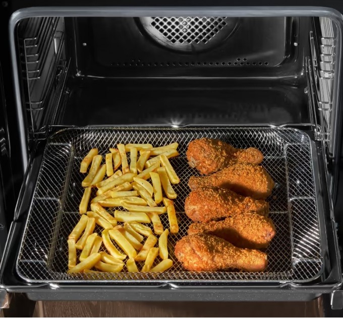 Плита Hansa комби, 77л, 60x60см, дисплей, конвекция, чугун, нерж