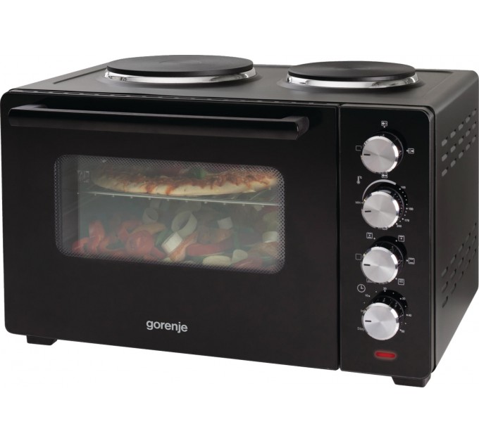 Мини печь Gorenje, 30л, 52x32х40.5см, 2 електрич. комф., чорный