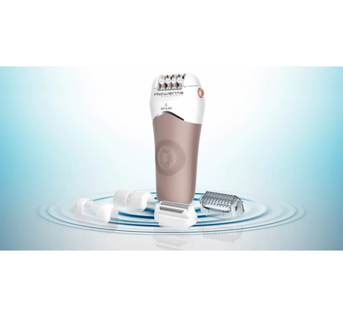 Епілятор Rowenta Aquasoft Wet&Dry пінцетний, акумуляторний , пінцет.-24, волог.+сух., насадок-4, пудровий