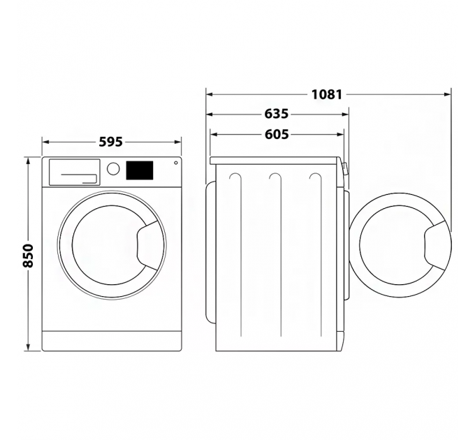 Стирально-сушильная машина Whirlpool фронтальная, 11(7)кг, 1600, A, 60см, дисплей, пар, инвертор, люк черный, белый