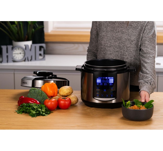 Мультиварка-скороварка ARDESTO, 900Вт, чаша-5л, електронне керув., книга рецептів, метал/пластик, сірий
