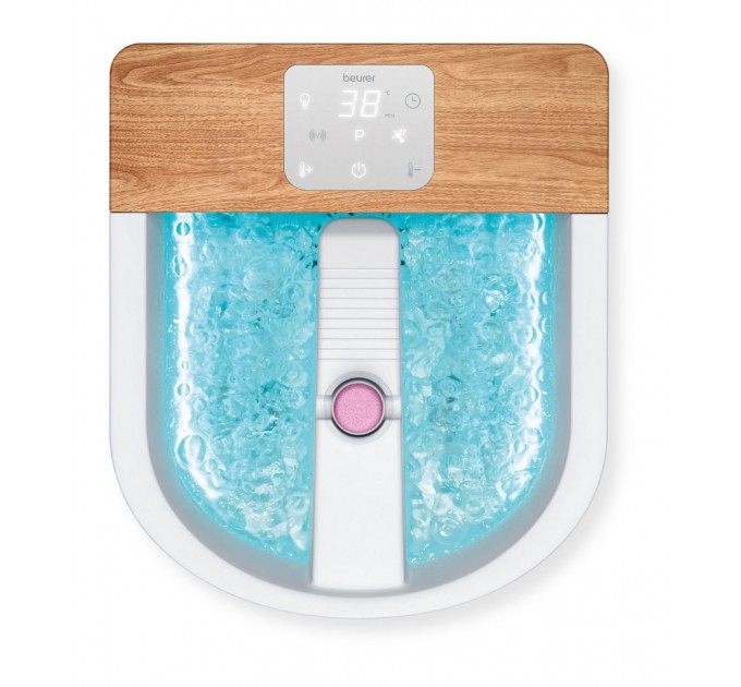 Масажна ванночка Beurer для ніг, від мережі, 3 режими, 3 насадки, сенс. керув., біло-коричневий
