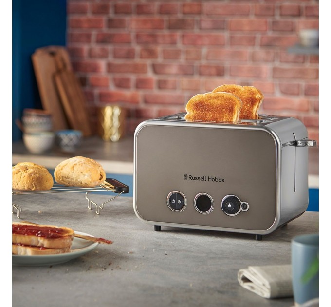 Russell Hobbs toaster Distinctions 2-Slice 1670Вт, подогрев, разморозка, пластик, серебристо-серый