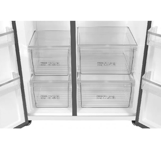 Холодильник TCL SBS, 177х92х74см, холод.отд.-396л, мороз.отд.-192л, 2дв., A++, NF, инв., диспл внешн., зона св-ти, диспенсер, нерж