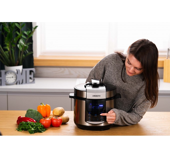 Мультиварка-скороварка ARDESTO, 900Вт, чаша-5л, електронне керув., книга рецептів, метал/пластик, сірий