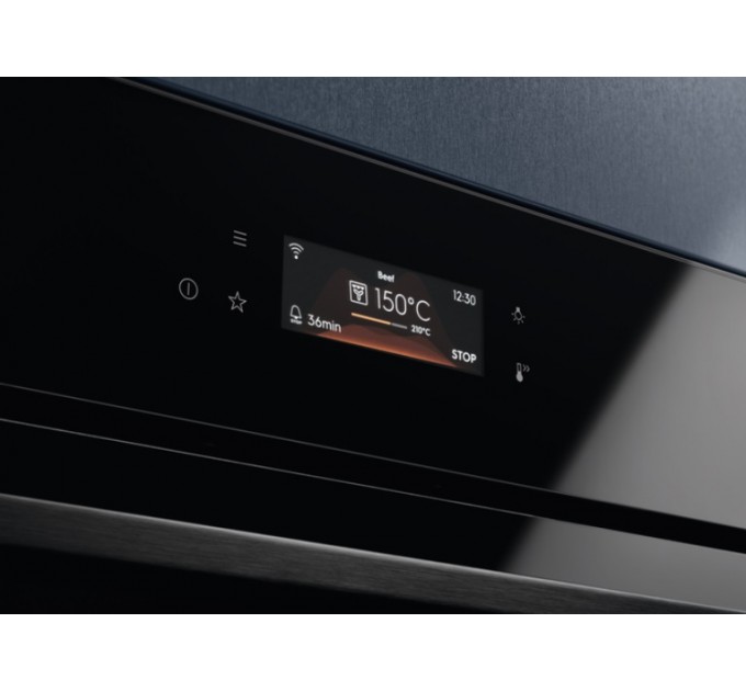Духовой шкаф Electrolux электрический, 72л, A+, дисплей, конвекция, пиролиз, телескопические направляющие, черный