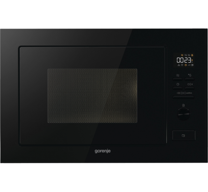 Микроволновая печь Gorenje встраиваемая, 25л, электр. управл., 900Вт, гриль, дисплей, черный