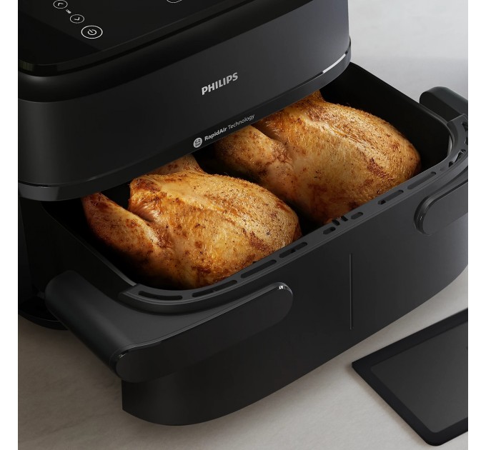 Мультипіч Philips Ovi Flex Dual 2450Вт, чаша-3+3л, сенсорне управл., 2 контейнера, 6 авто. програм, пластик, чорний