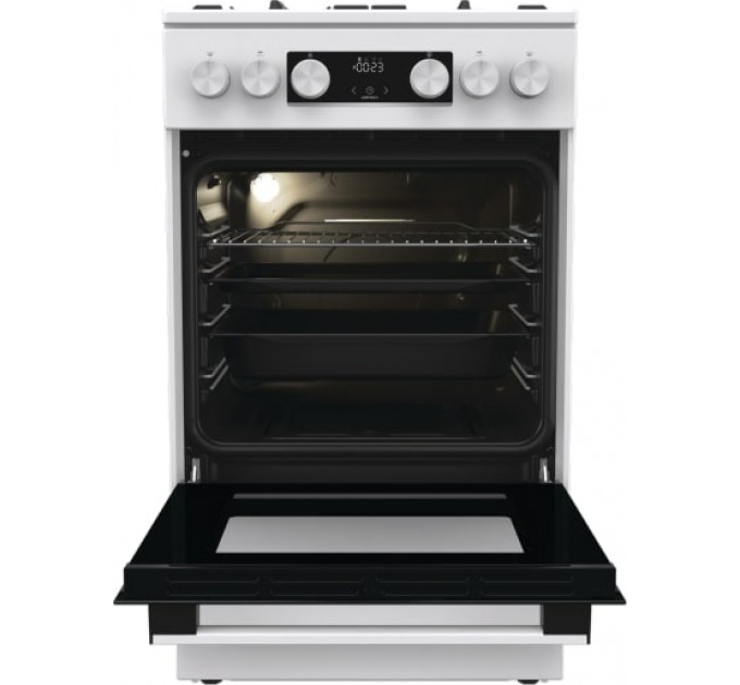 Плита Gorenje газовая, 67л, 50x60см, дисплей, IconLed, чугун, белый