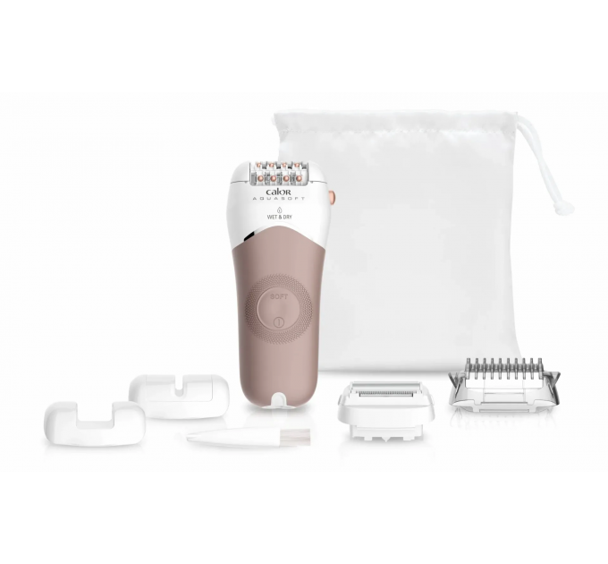 Епілятор Rowenta Aquasoft Wet&Dry пінцетний, акумуляторний , пінцет.-24, волог.+сух., насадок-4, пудровий