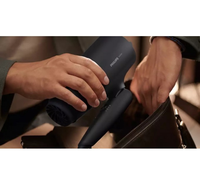 Фен Philips 3000 Series дорожній, 1600Вт, 3 режими, дифузор, хол. обдув, чорний