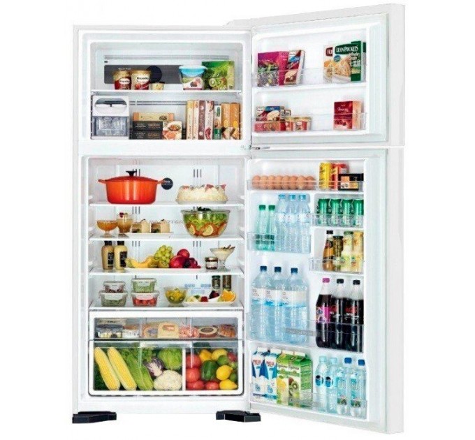 Холодильник Hitachi з верхн. мороз., 184x86х74, холод.відд.-405л, мороз.відд.-145л, 2дв., А++, NF, інв., зона нульова, білий (скло)